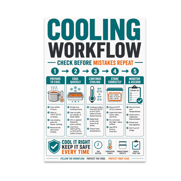 Alpha Merch Cooling Workflow Check Before Mistakes Repeat, 13 x 19 in Vertical Wall Art Poster