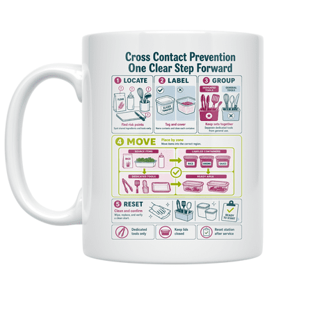 Alpha Merch Cross Contact Prevention One Clear Step Forward, 11 oz White Ceramic Mug