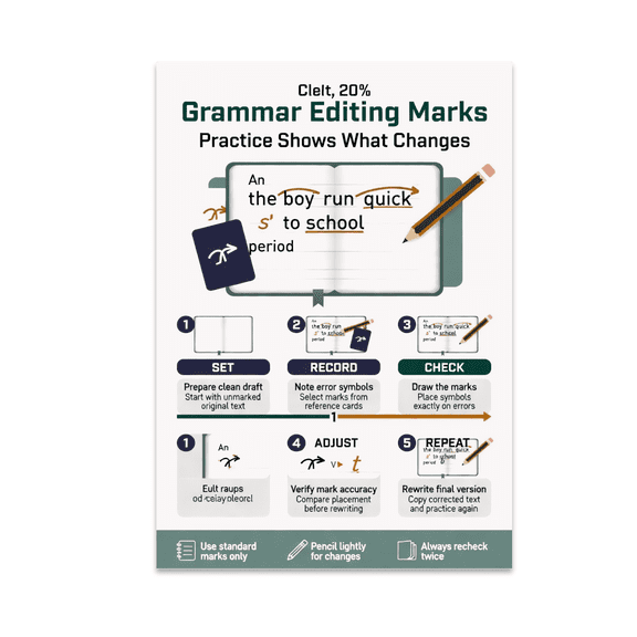Alpha Merch Grammar Editing Marks Practice Shows What Changes, 13 x 19 in Vertical Wall Art Poster