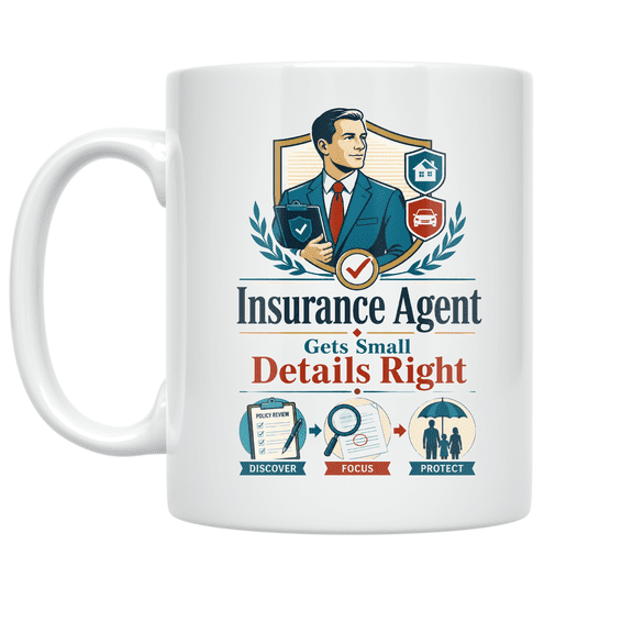 Alpha Merch Insurance Agent Gets Small Details Right, 11 oz White Ceramic Mug