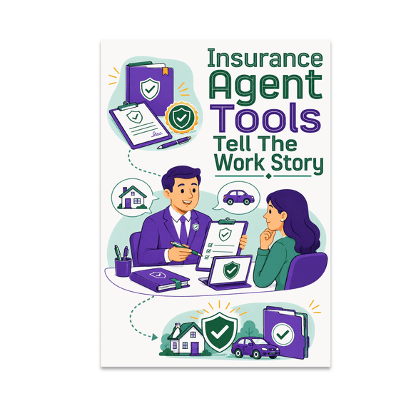 Alpha Merch Insurance Agent Tools Tell The Work Story, 13 x 19 in Vertical Wall Art Poster