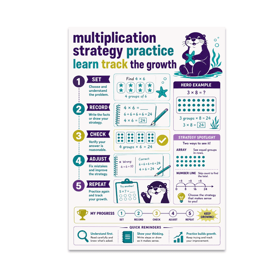 Alpha Merch Multiplication Strategy Practice Learn Track The Growth, 13 x 19 in Vertical Wall Art Poster
