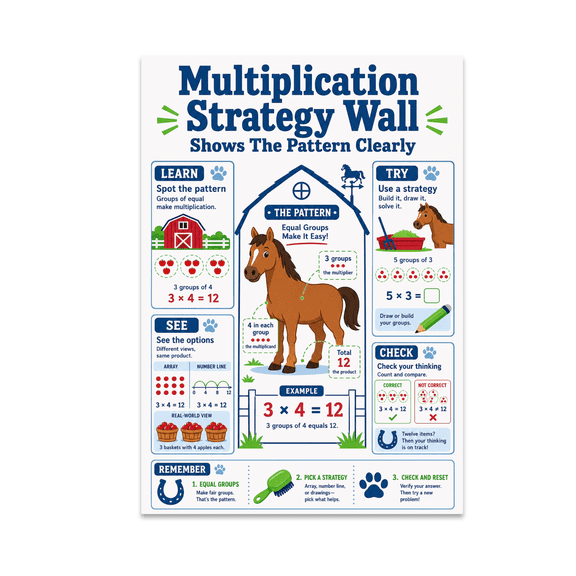 Alpha Merch Multiplication Strategy Wall Shows The Pattern Clearly, 13 x 19 in Vertical Wall Art Poster