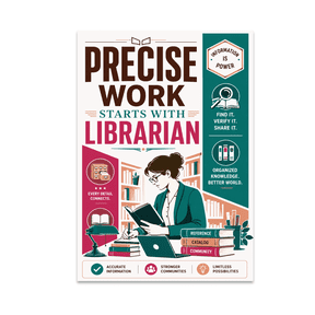 Alpha Merch Precise Work Starts With Librarian, 13 x 19 in Vertical Wall Art Poster