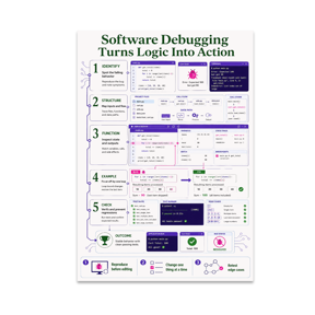 Alpha Merch Software Debugging Turns Logic Into Action, 13 x 19 in Vertical Wall Art Poster
