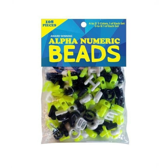 Alpha Numeric Beads Plastic Alphabet and Number Variety Pack 108 Ct