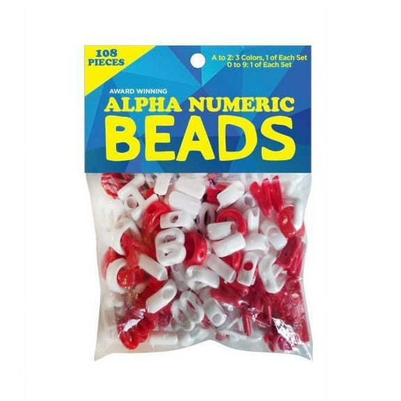 Alpha Numeric Beads Plastic Alphabet and Number Variety Pack 108 Ct