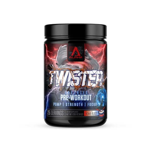 Twister Pre-Workout Powder - Bomb Blast, 375mg Caffeine, 3.2g Beta-Alanine, 25 Servings