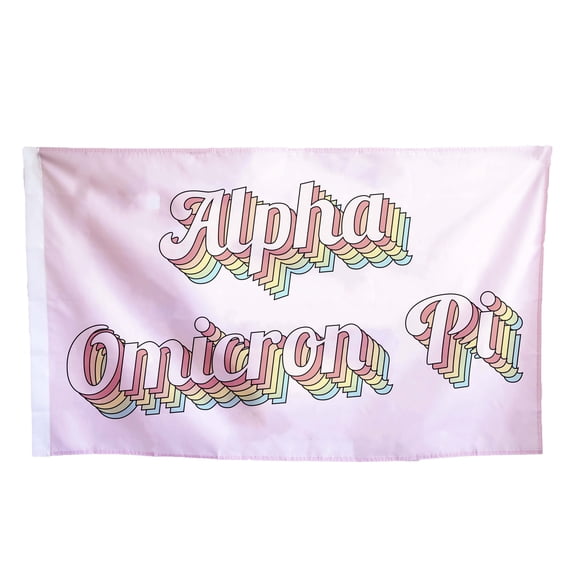 Sorority Shop Alpha Omicron Pi - Sorority Name Flag (Retro Design)