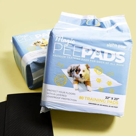 Alpha Paw - Thicker Pee Pads for Dogs - Puppy Training - Peel  Stick Backing - Activated Charcoal for Odor - Thicker for Absorption - Standard - 23 x 22 (80 Count)