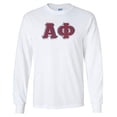 thumbnail image 1 of Alpha Phi Lettered Long Sleeve Tee Small White, 1 of 1
