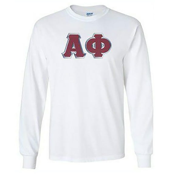 Alpha Phi Lettered Long Sleeve Tee Small White