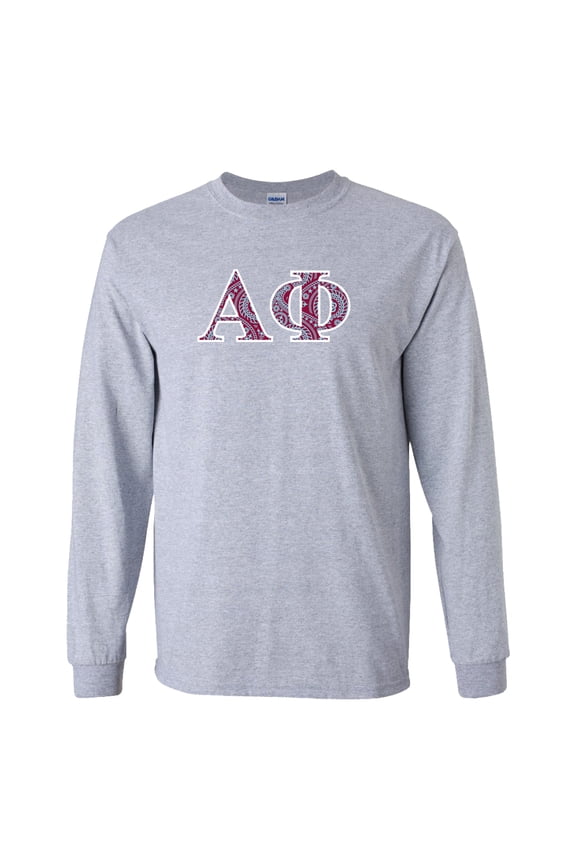 Alpha Phi Long Sleeve T-shirt Greek Letter Design – Sports Gray