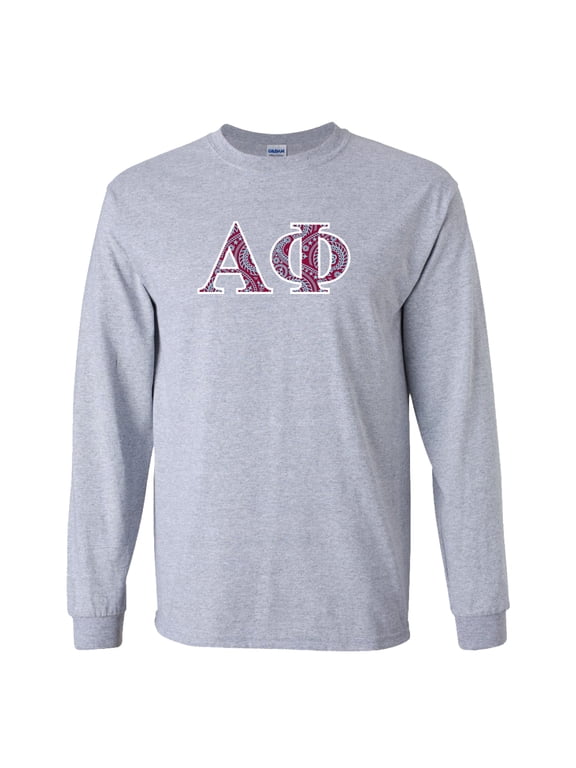Alpha Phi Long Sleeve T-shirt Greek Letter Design – Sports Gray