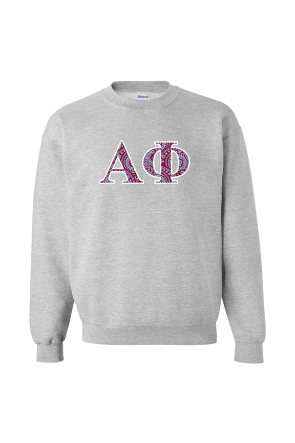 Alpha Phi Sport Gray Crewneck Sweatshirt Greek Letter Design