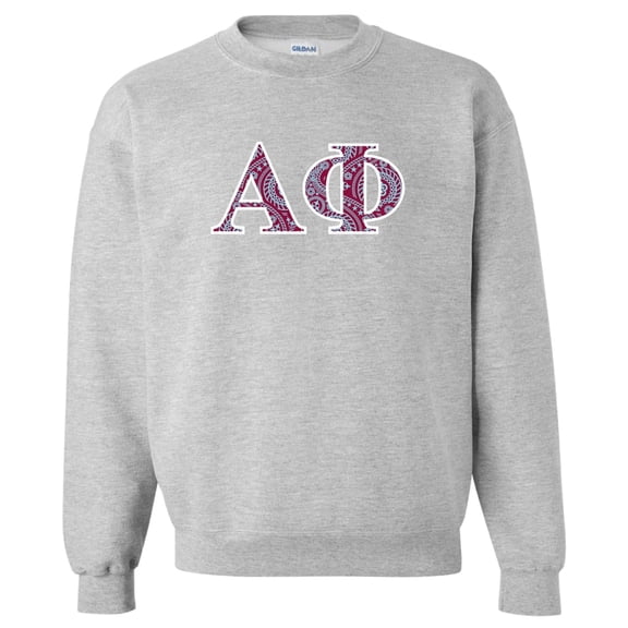 Alpha Phi Sport Gray Crewneck Sweatshirt Greek Letter Design
