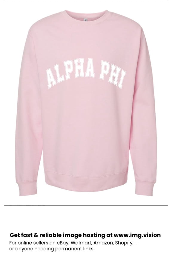 Alpha Phi Sweatshirt, Crewneck Sweatshirt with Varsity Greek Letters Design, Sorority Brand Colors - Size Large