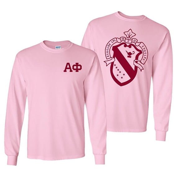 Alpha Phi World Famous Crest Long Sleeve T-shirt X-Large Pink