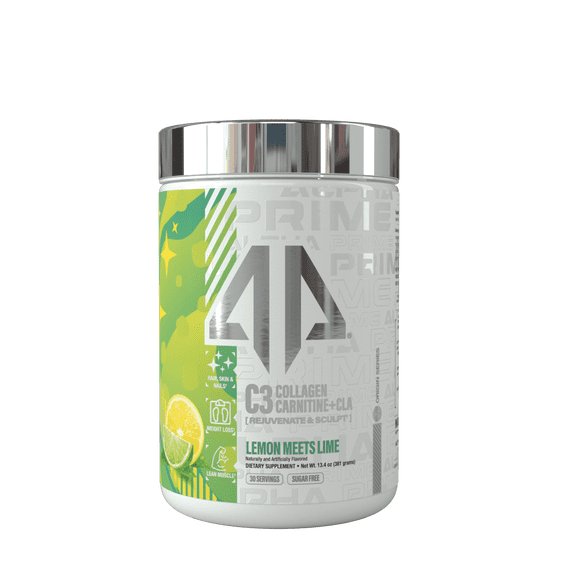 Alpha Prime Supplements C3 Collagen Carnitine + CLA Rejuvenation Complex Powder for Hair, Skin & Nails, Lemon Meets Lime (30 Servings)