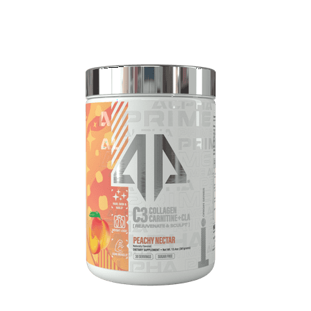 Alpha Prime Supplements C3 Collagen Carnitine + CLA Rejuvenation Complex Powder for Hair, Skin & Nails, Peachy Nectar (30 Servings)