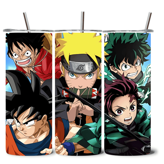 Alpha Printing 20oz Stainless Steel Tumbler – Epic Anime Character Full-Wrap Design, Vibrant Manga Artwork, Insulated Travel Cup