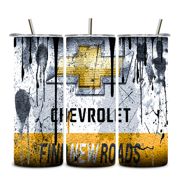 Alpha Printing 20oz Stainless Steel Tumbler  Car Logo Grunge Inspired Automotive Design, Insulated Retro Mug