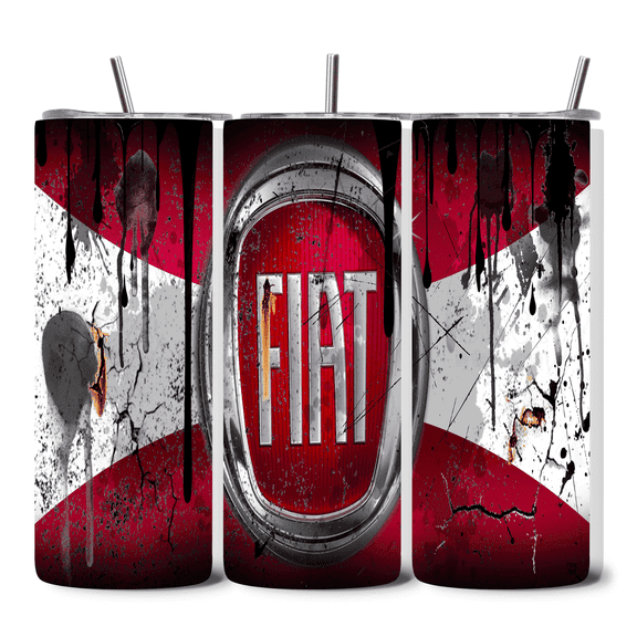 Alpha Printing 20oz Stainless Steel Tumbler – Fiat-Inspired Grunge Car Design, Vintage Automotive Artwork, Double-Wall Insulated Mug