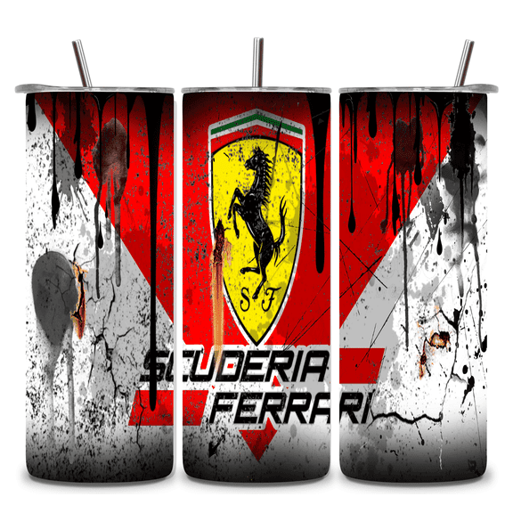 Alpha Printing 20oz Stainless Steel Tumbler  Sports Car Grunge Inspired Full-Wrap Automotive Artwork, Retro Distressed Design, Insulated Travel Mug