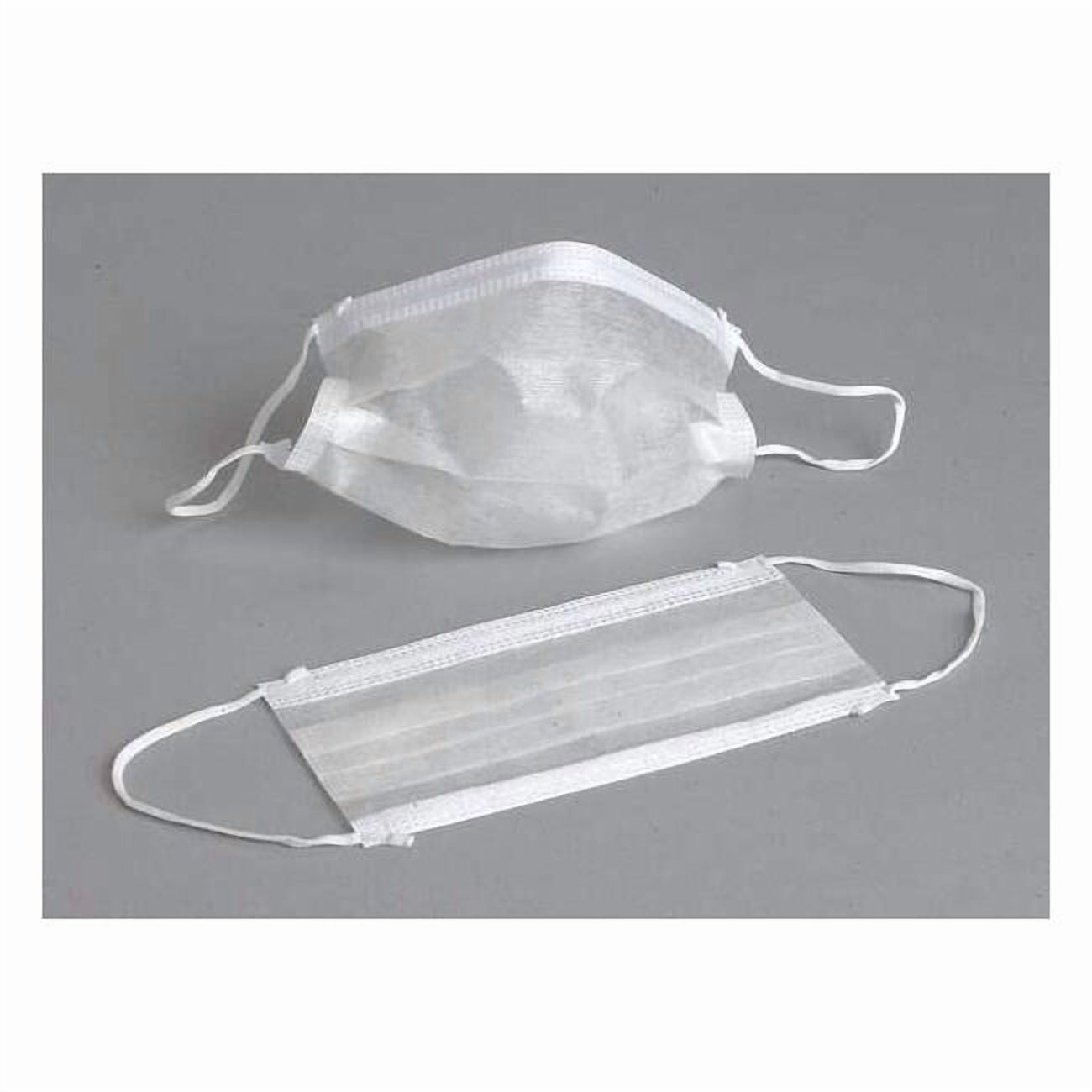 Disposable Procedural Face Mask, 1-Ply, Dual, Non-Adjustable Strap, Metal Nose Clip, White, M