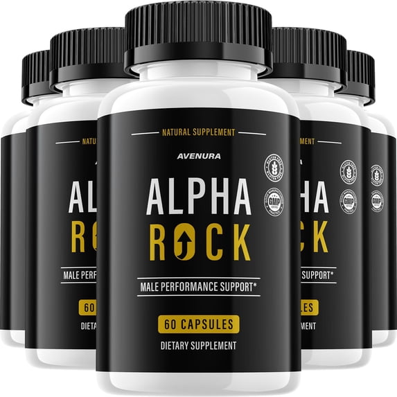 Alpha Rock for Men Capsules – Advanced Formula Natural Supplement Pills for Active Lifestyle, 5 Pack, 300 Capsules