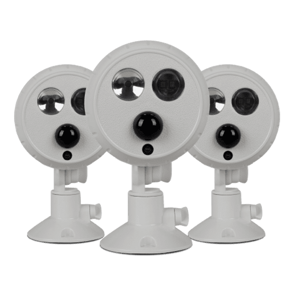 Alpha Series 400 Lumen Battery Powered Spotlights w Enforcer & Remote - WHITE 3 Pack - Brown Box