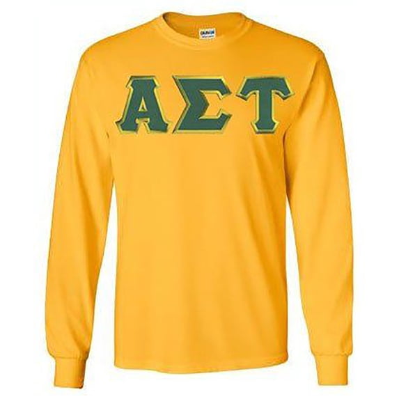 Alpha Sigma Tau Lettered Long Sleeve Tee 4X-Large Athletic Gold