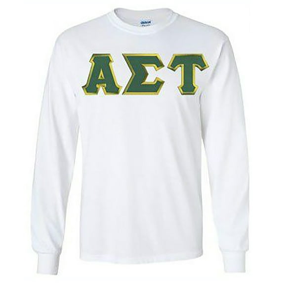 Alpha Sigma Tau Lettered Long Sleeve Tee Small White