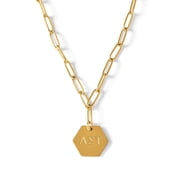 Alpha Sigma Tau Necklace, 18k PVD Gold Coated Paperclip Style Chain with Sorority Letters Pendant