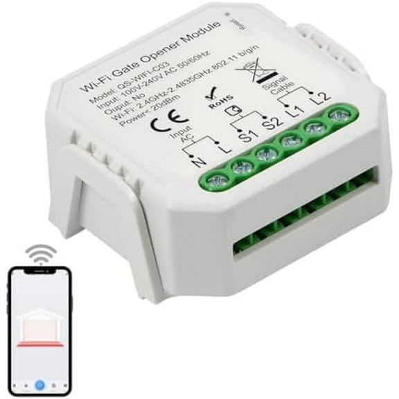 Alpha Smart Garage & Gate Opener with Geofencing, WiFi Remote Controller with App, Compatible with Alexa, Google Home and Assistant, Wireless Door Opener, Door Alert, No Hub Required