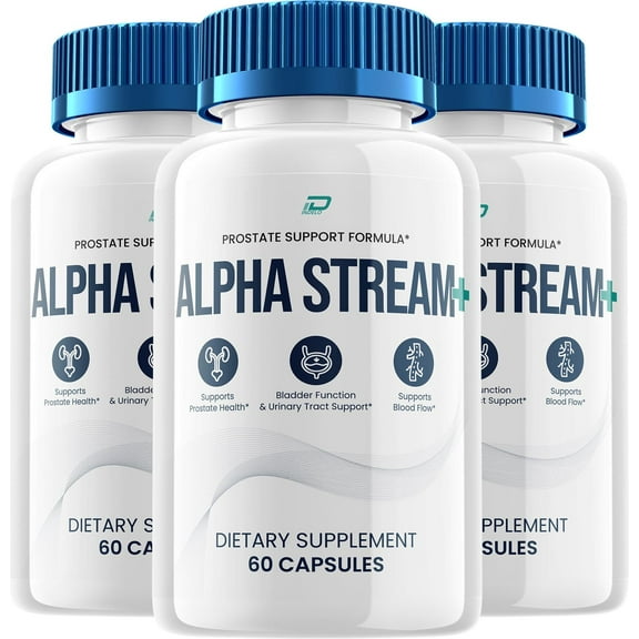 Alpha Stream Supplement for Men AlphaStream Plus Pills Advanced Formula Supplements for Men Health Supplement Reviews, 3 Pack, 180 Capsules