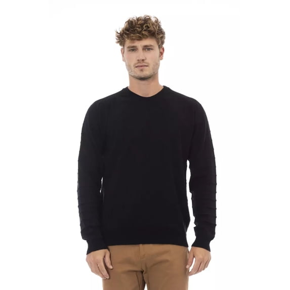 Alpha Studio Black Viscose Men Sweater