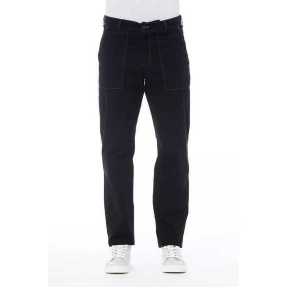Alpha Studio Blue Cotton Men Pant