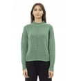 thumbnail image 1 of Alpha Studio Chic Mock Neck Green Sweater with Side Slits, 1 of 3