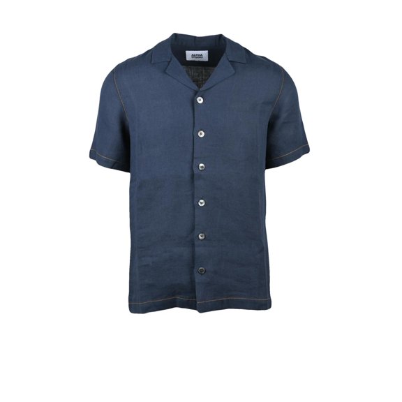 Alpha Studio Dark Blue Linen Shirt (Men's)