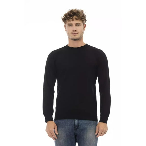 Alpha Studio Black Viscose Men Sweater