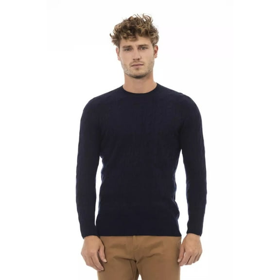 Alpha Studio Blue Wool Men Sweater