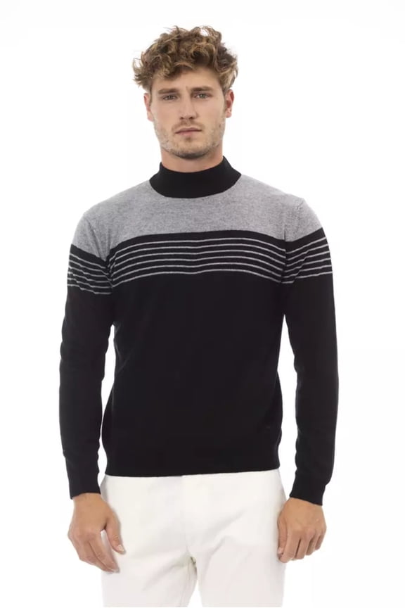 Alpha Studio Elegant Mock Neck Men's Sweater