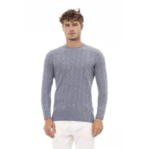 Alpha Studio Light Blue Viscose Men Sweater