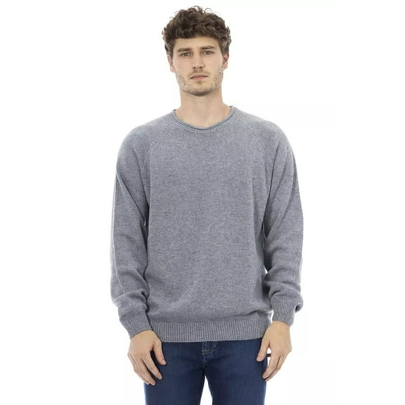 Alpha Studio Light Blue Viscose Men Sweater