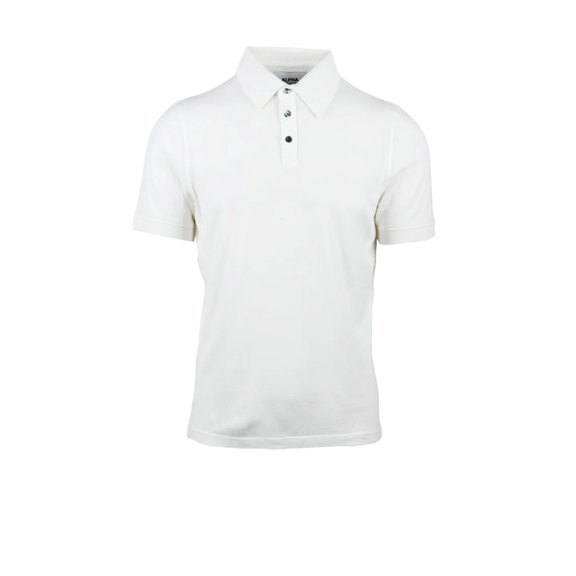 Alpha Studio White Cotton Elastane Stretch Polo (Men's)