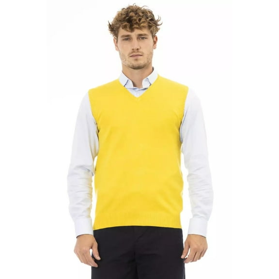 Alpha Studio Yellow Viscose Men Vest