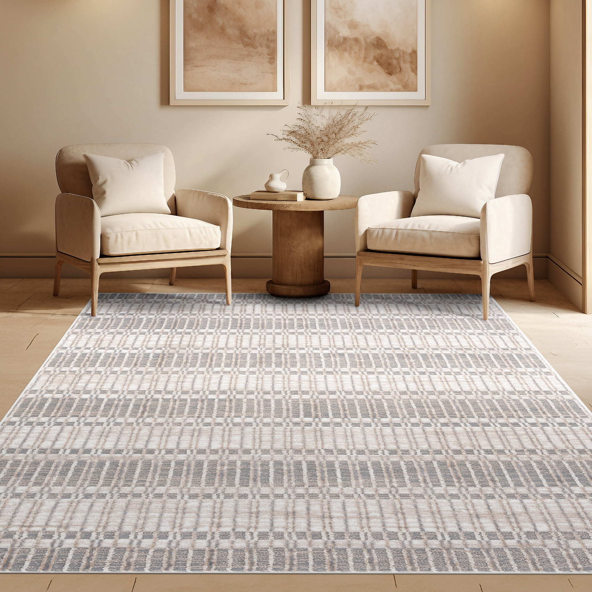 Alpha Transitional 9' x 12' Beige and Gray Polyester Indoor Area Rug