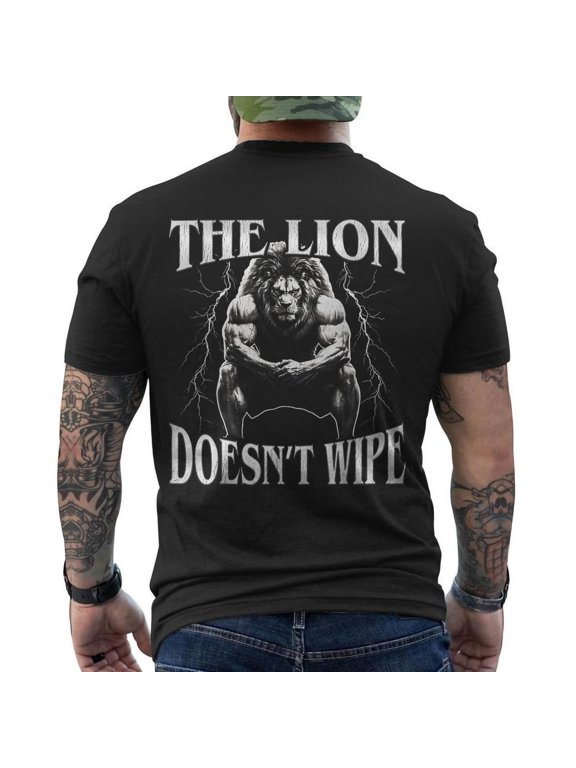 Alpha Wolf Sigma The Lion Does Not Wipe Back Print T-Shirt
