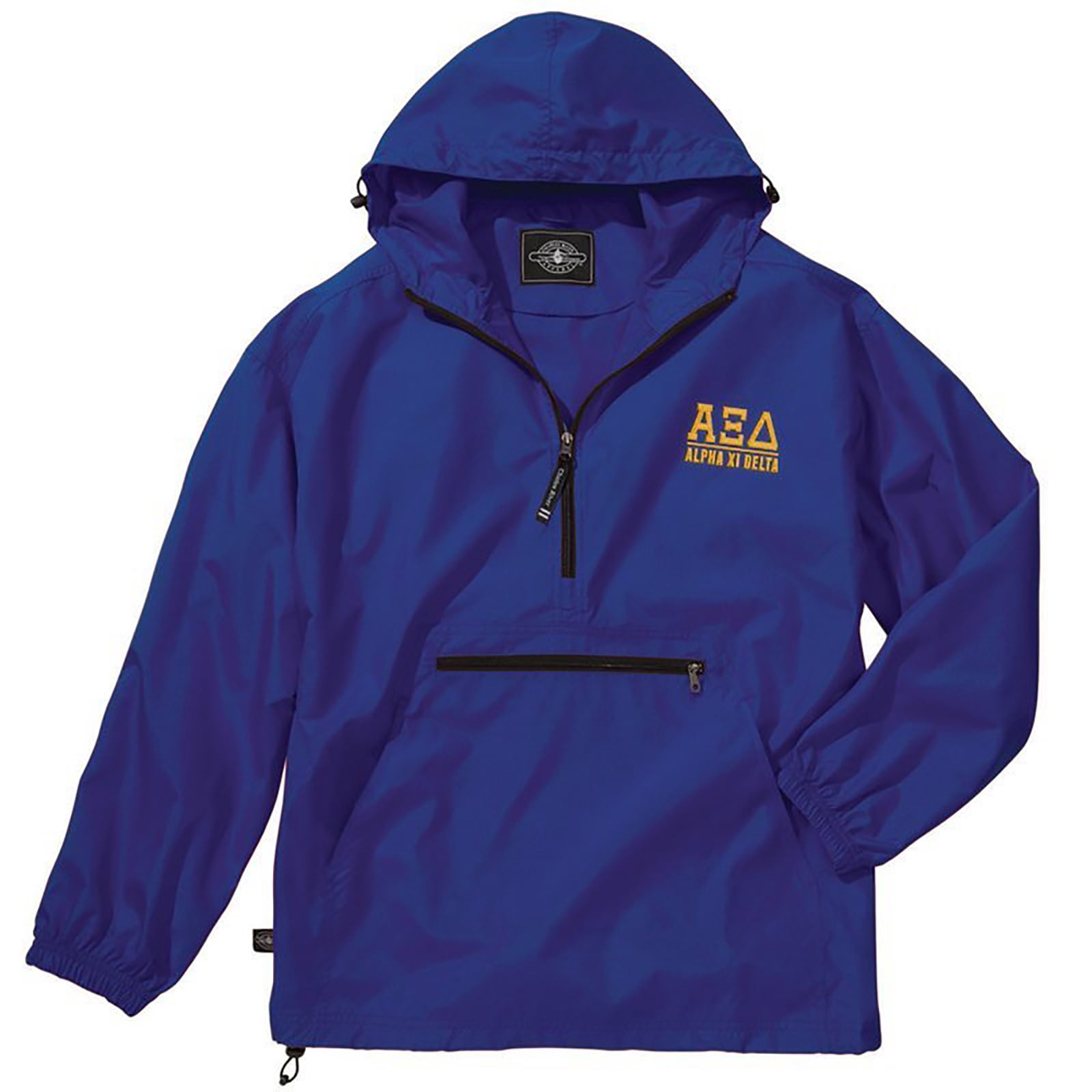 Alpha Xi Delta Quarter Zip Pullover Sweatshirt - Navy With Light Blue Embroidery - Sizes S To 3XL